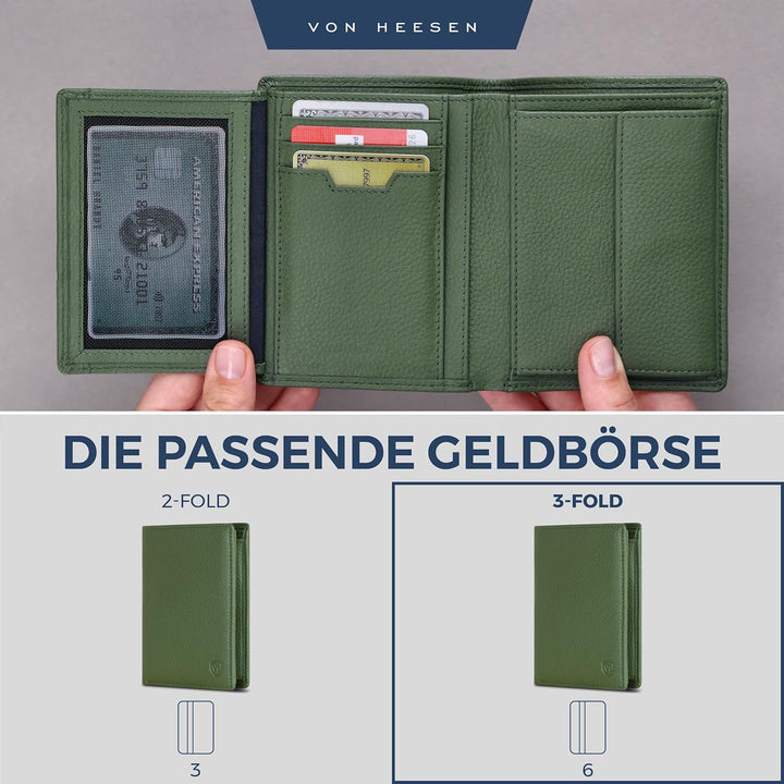 VON HEESEN Leder Geldbörse RFID Schutz I Echtleder Geldbeutel für Damen &amp; Herren I Portemonnaie Brie