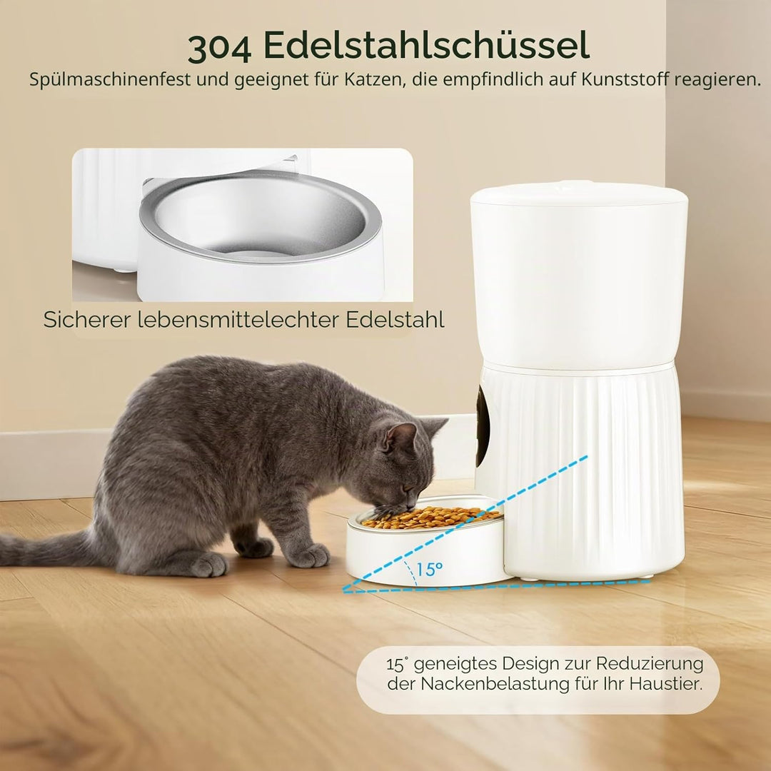 Faroro Futterautomat Katze mit WiFi, 1080P HD Video Katzenfutter Automat mit Nachtsicht, 4L Futtersp