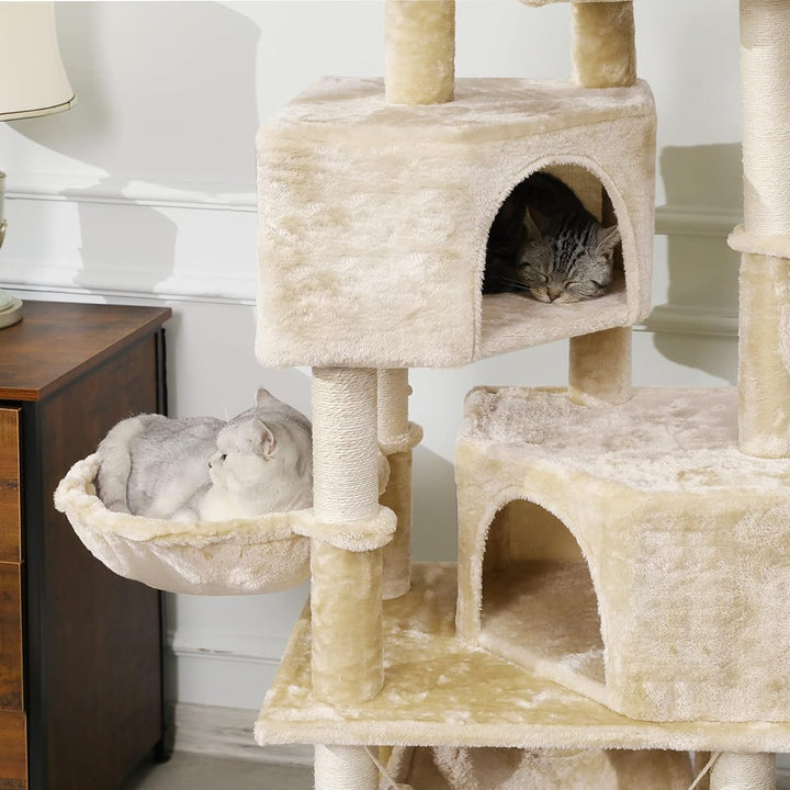 MSmask Kratzbaum gross 153 cm hoch, Katzenbaum für Gross Katzen mit 2 grosser Plattform, gross Höhle