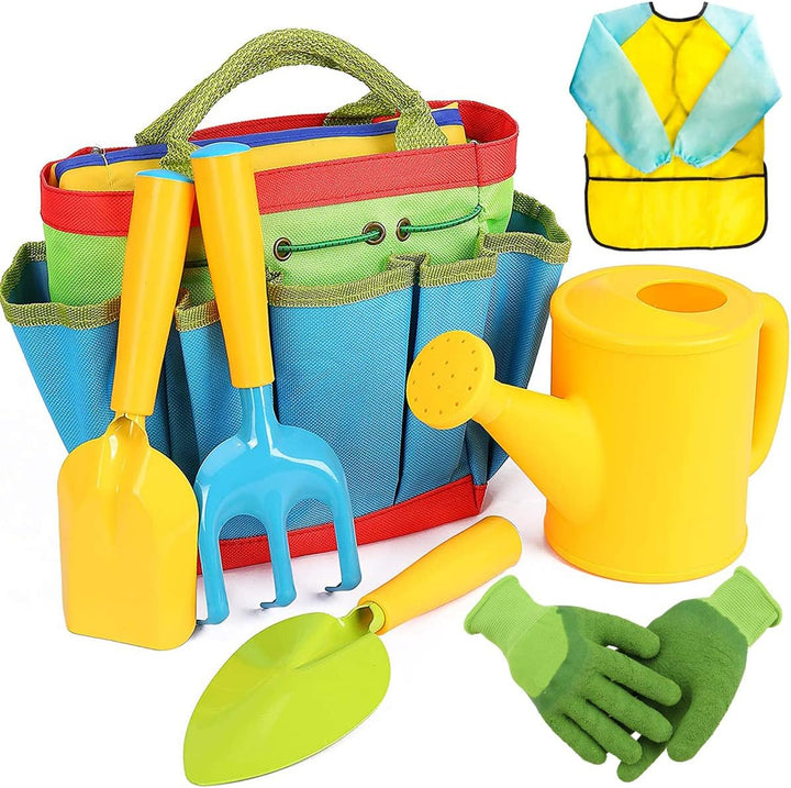 Shinelee 7 Stück Gartenspielzeug für Kinder Gartengeräte Gartenhandschuhe Kinder Garten Werkzeugtasc