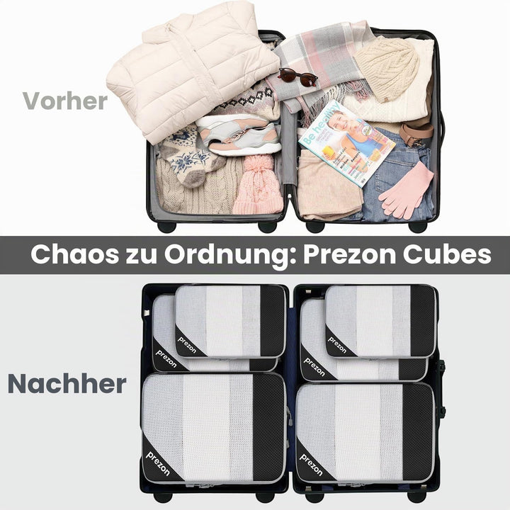 Prezon 6 Set Kompressions-Packwürfel, Durchsichtiges Design, Platzsparend, Leicht, Massgeschneiderte