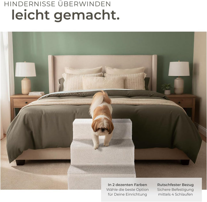 tectake® Hundetreppe oder Katzentreppe, Haustiertreppe, Einstiegshilfe mit waschbarem Bezug, extra F
