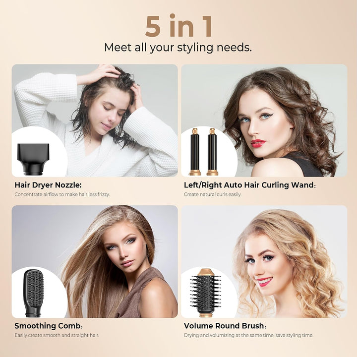 Hairstyler 5 in 1, Hair Styler Set, Airstyler 5 in 1, Haar Styler mit Automatischer Luft Lockenstab,