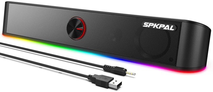 Soundbar für TV,SPKPAL10W Pc Lautsprecher soundbar mit Surround Stereo Audio Buntes RGB Licht USB äh