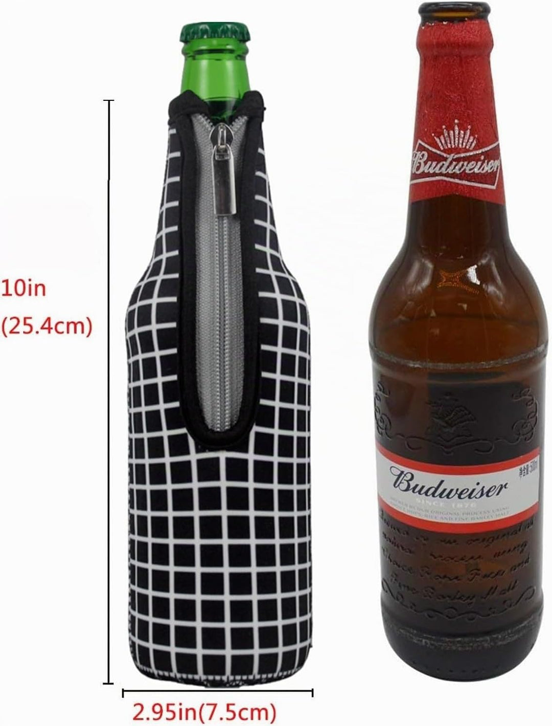 Bierflaschenkühler mit Reissverschluss, 500 ml, isoliertes Neopren, Bierflaschenhülle, Tragetasche f