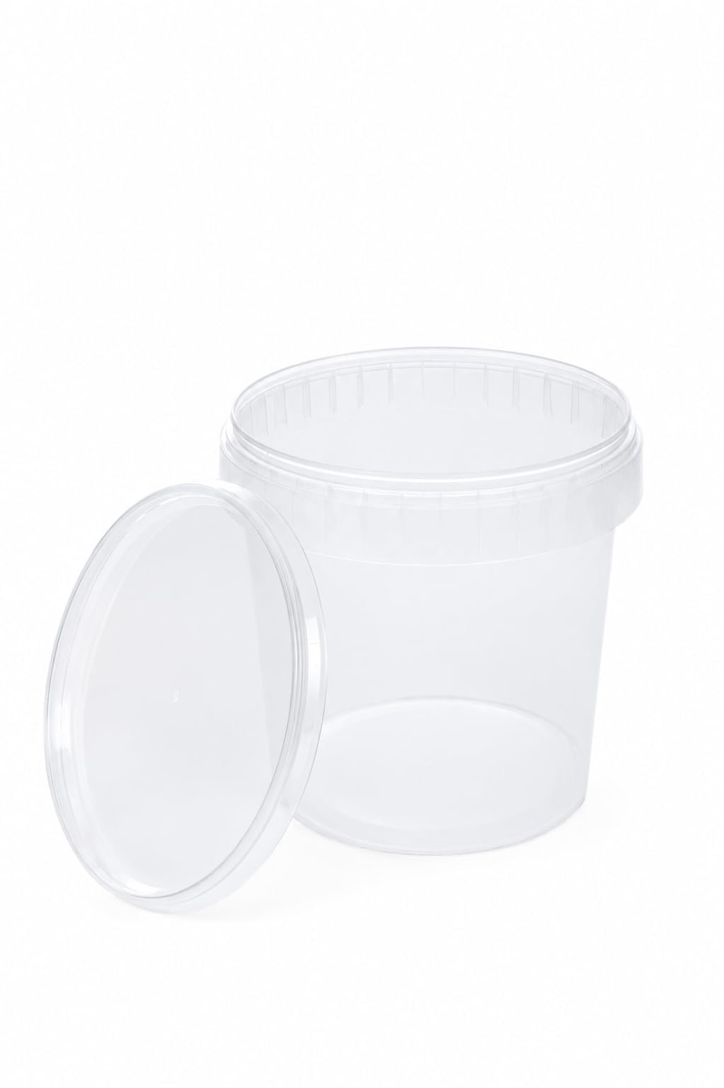 BenBow Eimer mit Deckel 1l Transparent 100x 1 Liter - lebensmittelecht, stabil, luftdicht, auslaufsi