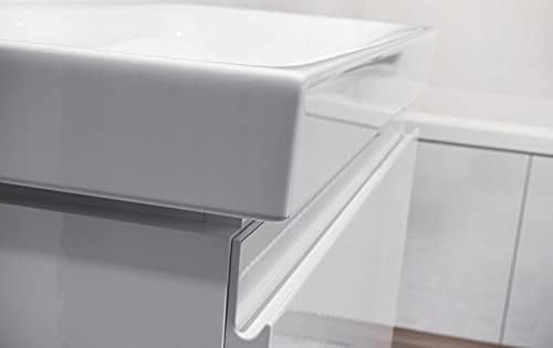 VBChome Badmöbel 80 cm Slim Grau mit Armatur und Pop-up ventil Waschbecken mit Unterschrank Waschtis