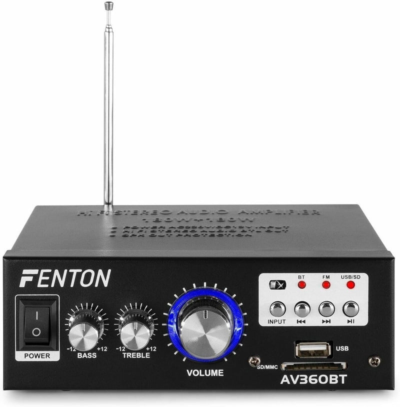 Fenton AV360BT Stereo Verstärker mit Bluetooth, MP3-Player und Fernbedienung - Kompakter 2x40W Hi-Fi