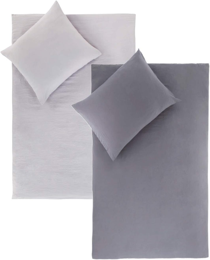 SCHLAFWOHL SILVER • Enzym Bettwäsche 135x200 cm • Warmer und weicher silberner Bettbezug • mit atmun