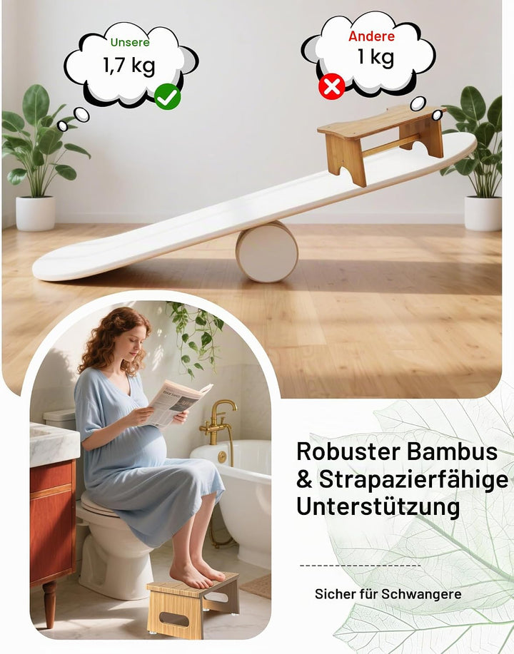Toilettenhocker Holz, Klappbarer WC Hocker für Erwachsene, Toilettenhocker Erwachsene,Tritthocker Kl
