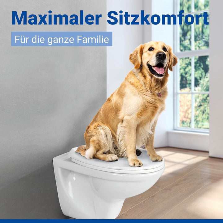 WENKO Premium WC-Sitz Kos Weiss, Toilettendeckel mit Absenkautomatik und Fix-Clip Hygiene Befestigun