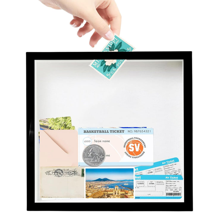 Reise Abenteuer Archivbox für Erinnerungen, 29*29cm Reise Konzert Ticket Schattenbox mit Schlitz, Re