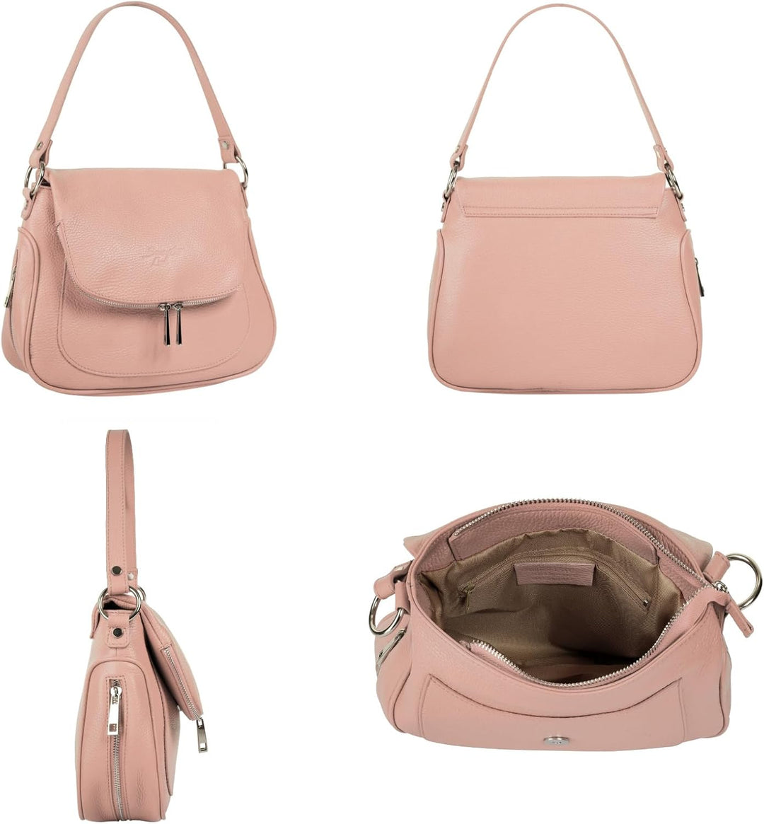 Umhängetasche Echt Leder Damen 021680 Made in Italy | Business Crossbody | elegante Handtasche mit e