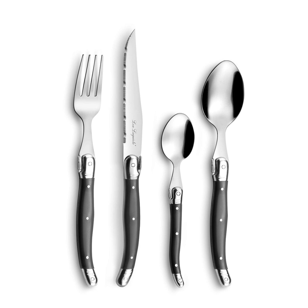 Lou Laguiole Steakbesteck TRADITION, Besteck, Edelstahl mit farbigen Kunststoffgriffen, anthrazit, f