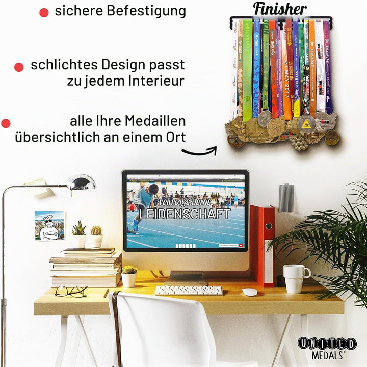 United Medals Finisher Medaillenhalter Edelstahl | Medaillen Aufhänger | Medal Hanger Holder Display