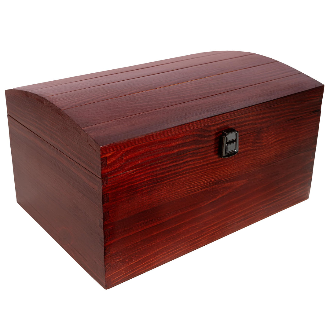 Creative Deco XXL Grosse Rot Holztruhe Holzkiste mit Deckel und Schloss | 34,5 x 25 x 19,2 cm | Scha