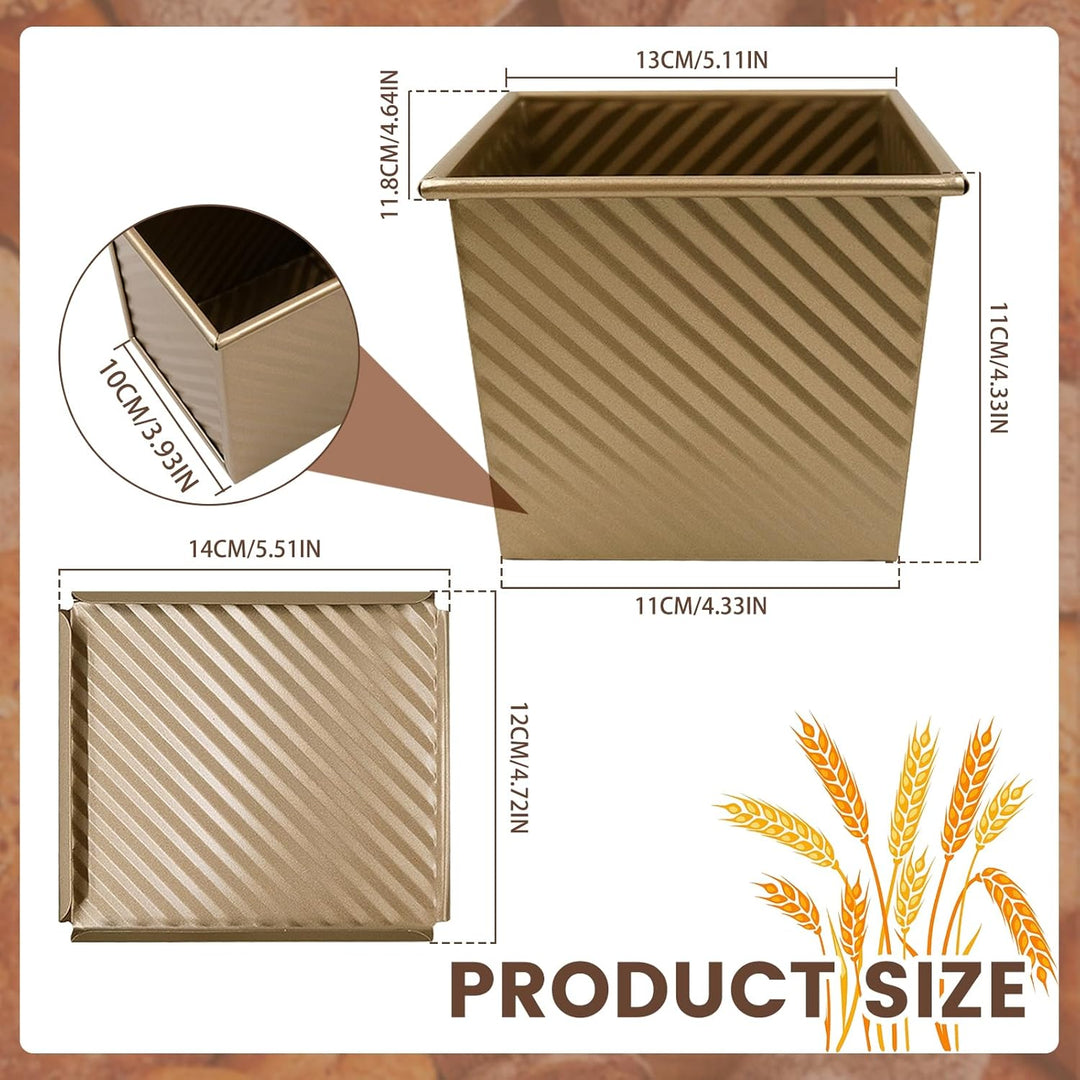 Kastenform Brot,Brotbackform mit Deckel - 250g Wellenform Quadratische Toastbrot Backform, Roségold