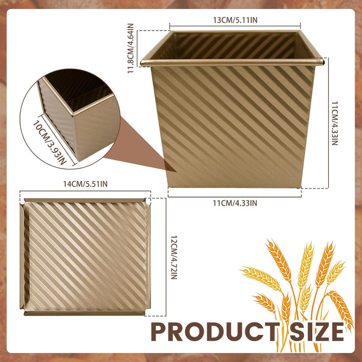 Kastenform Brot,Brotbackform mit Deckel - 250g Wellenform Quadratische Toastbrot Backform, Roségold