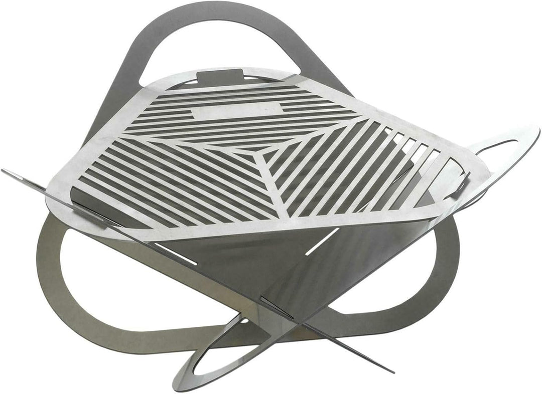 Feuerstelle 56 x 56 cm aus Edelstahl Mobile Feuerschale BBQ Lagerfeuer klappbar Gartenfeuer Feuerkor