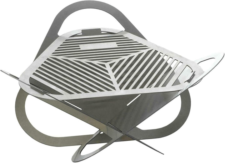 Feuerstelle 56 x 56 cm aus Edelstahl Mobile Feuerschale BBQ Lagerfeuer klappbar Gartenfeuer Feuerkor