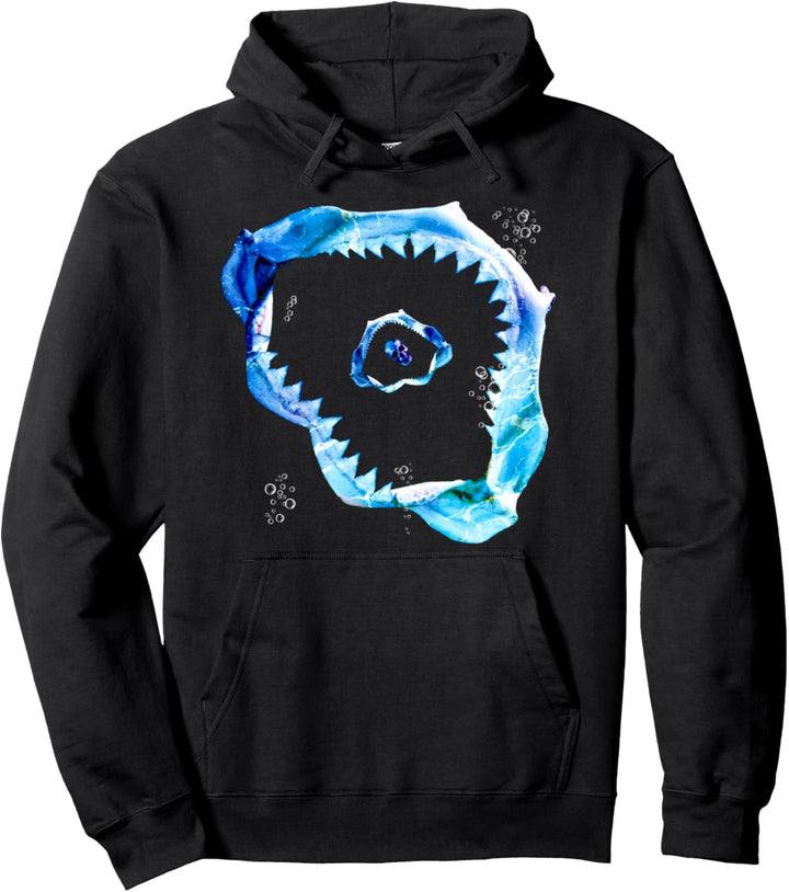 Megalodon-Kiefer, Haifisch-Kiefer und menschlicher Schädel Pullover Hoodie