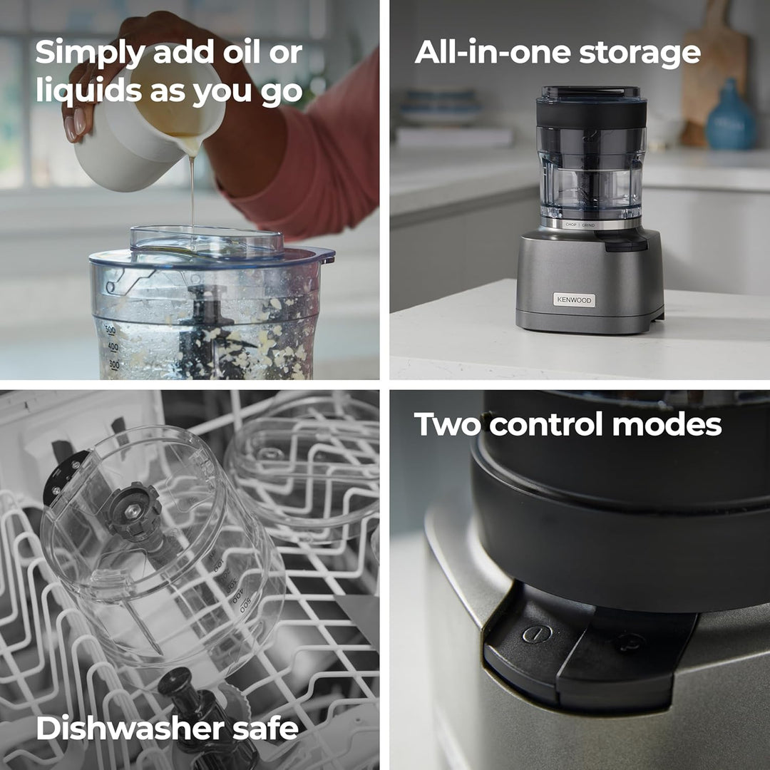 Kenwood Duo Prep 2-in-1 CHP80.000SI Multi-Zerkleinerer & Mahler, Quadblade-Klingen, Hochgeschwindigk