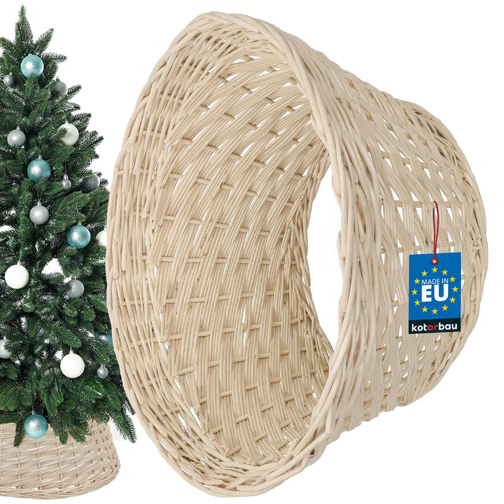 KOTARBAU® Weihnachtsbaum Rock aus Weide Ø 45 cm Gebleicht Christbaumständer aus Rattan Natur Weihnac