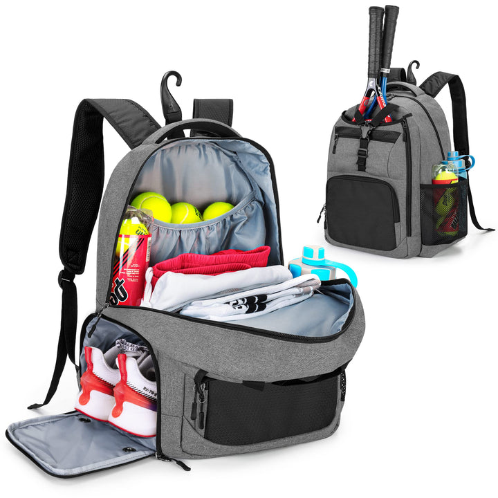 DSLEAF Tennistasche für 2 Schläger, Tennisrucksack mit separatem Schuhfach für Sporttraining, Fitnes