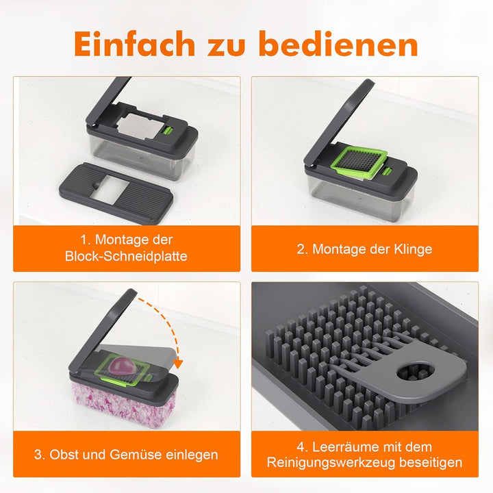 Ibergrif M524-7 GemüSeschneider, Vegetable Chopper Multifunktional Kein BPA, Gemüse Schneider Spülma