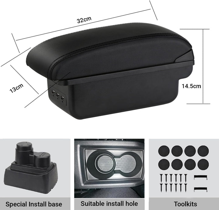 Armlehne kompatibel mit Renault Duster 2019-2023 Doppelschicht Mittelkonsole Grosse Aufbewahrungsbox