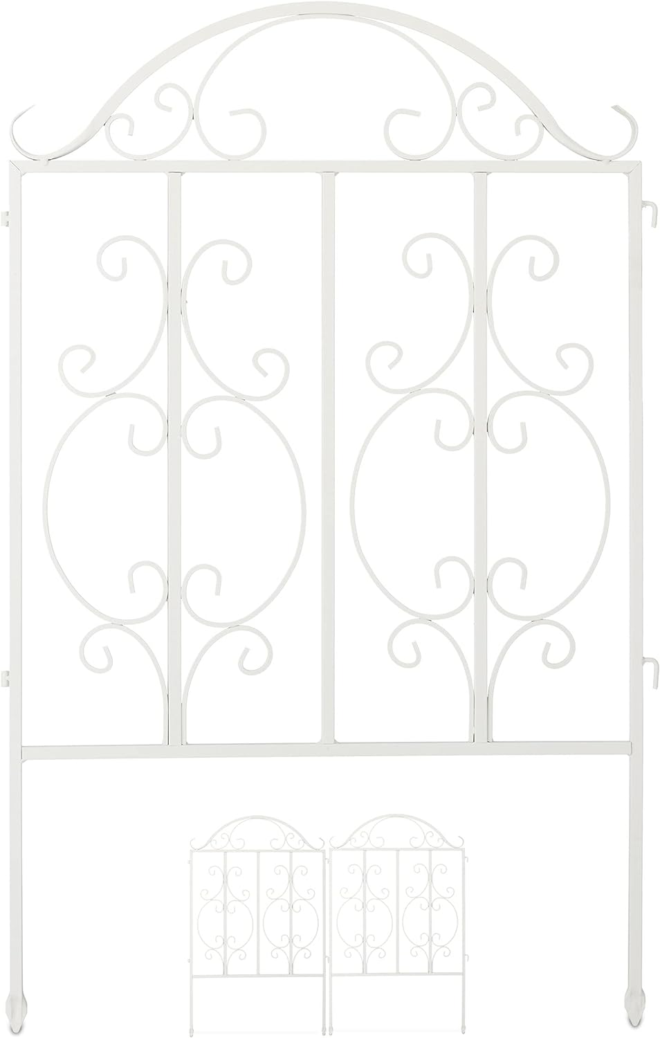 Relaxdays Gartenzaun aus Stahl, Zaunstecksystem 3er Set, verzierter Vorgartenzaun, Zaunelement HxB: