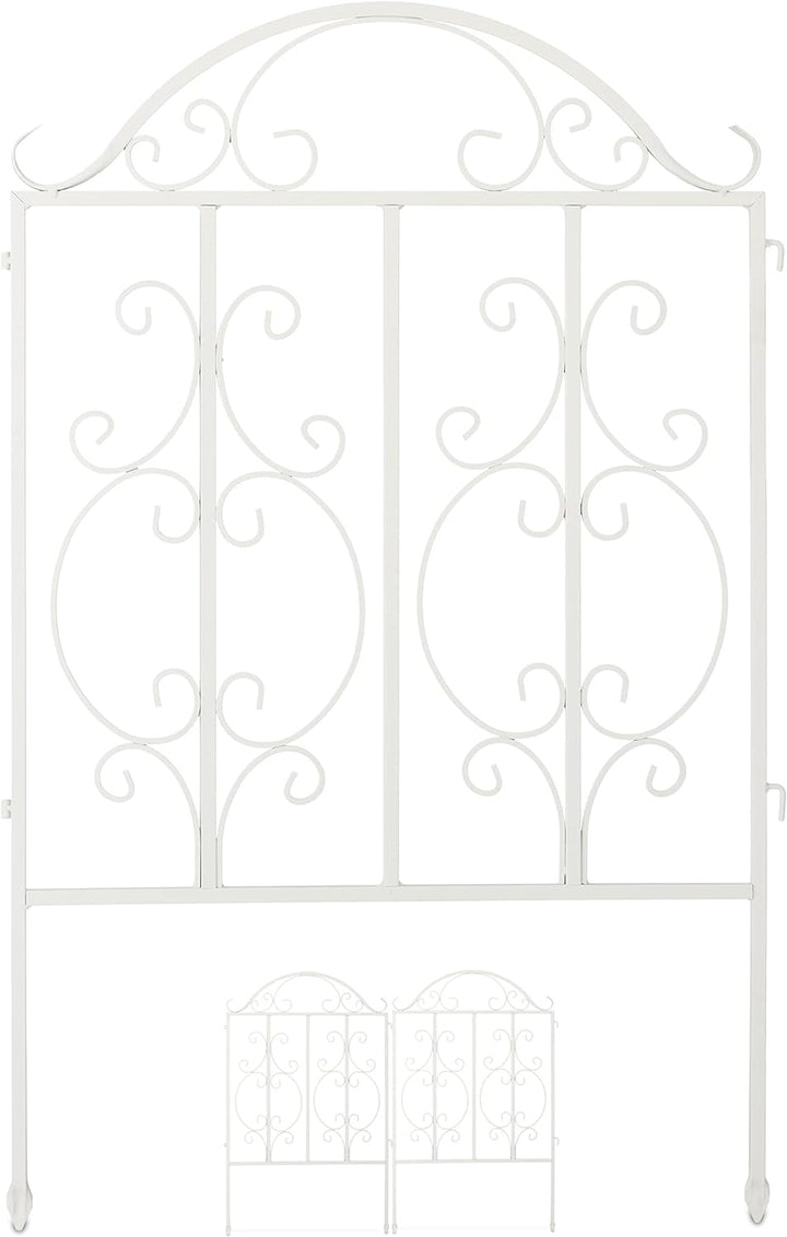 Relaxdays Gartenzaun aus Stahl, Zaunstecksystem 3er Set, verzierter Vorgartenzaun, Zaunelement HxB: