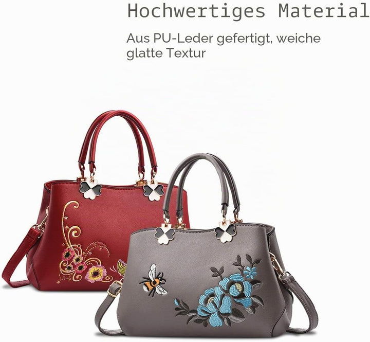 NICOLE&DORIS Handtaschen Damen Mode Schultertasche Geldbörse Retro Umhängetasche Frau Tote Stickerei
