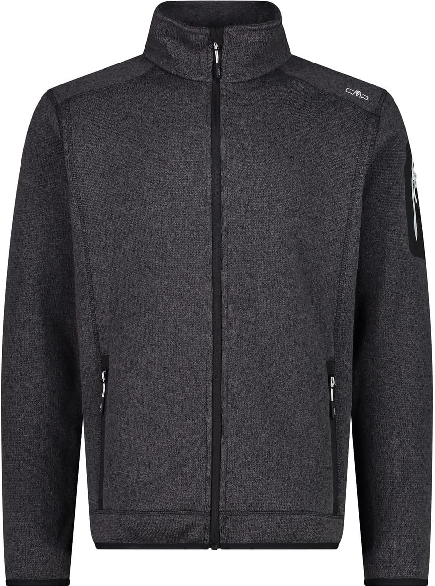 CMP Herren Knit tech mélange Fleece Jacket Fleecejacke 46 Schwarzer Gletscher, 46 Schwarzer Gletsche