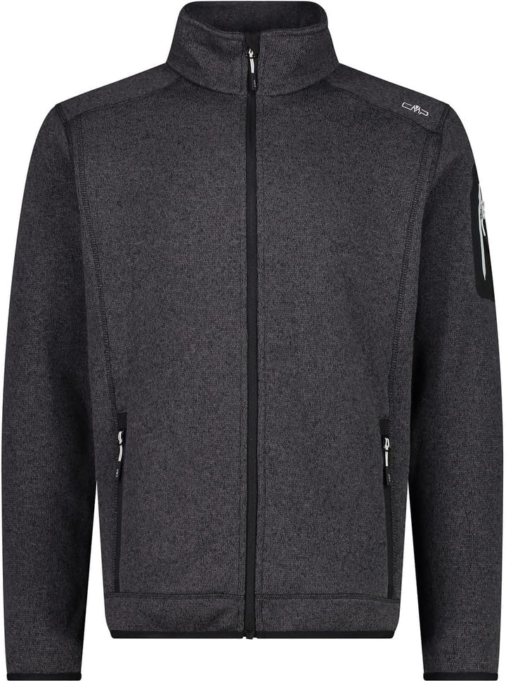 CMP Herren Knit tech mélange Fleece Jacket Fleecejacke 46 Schwarzer Gletscher, 46 Schwarzer Gletsche