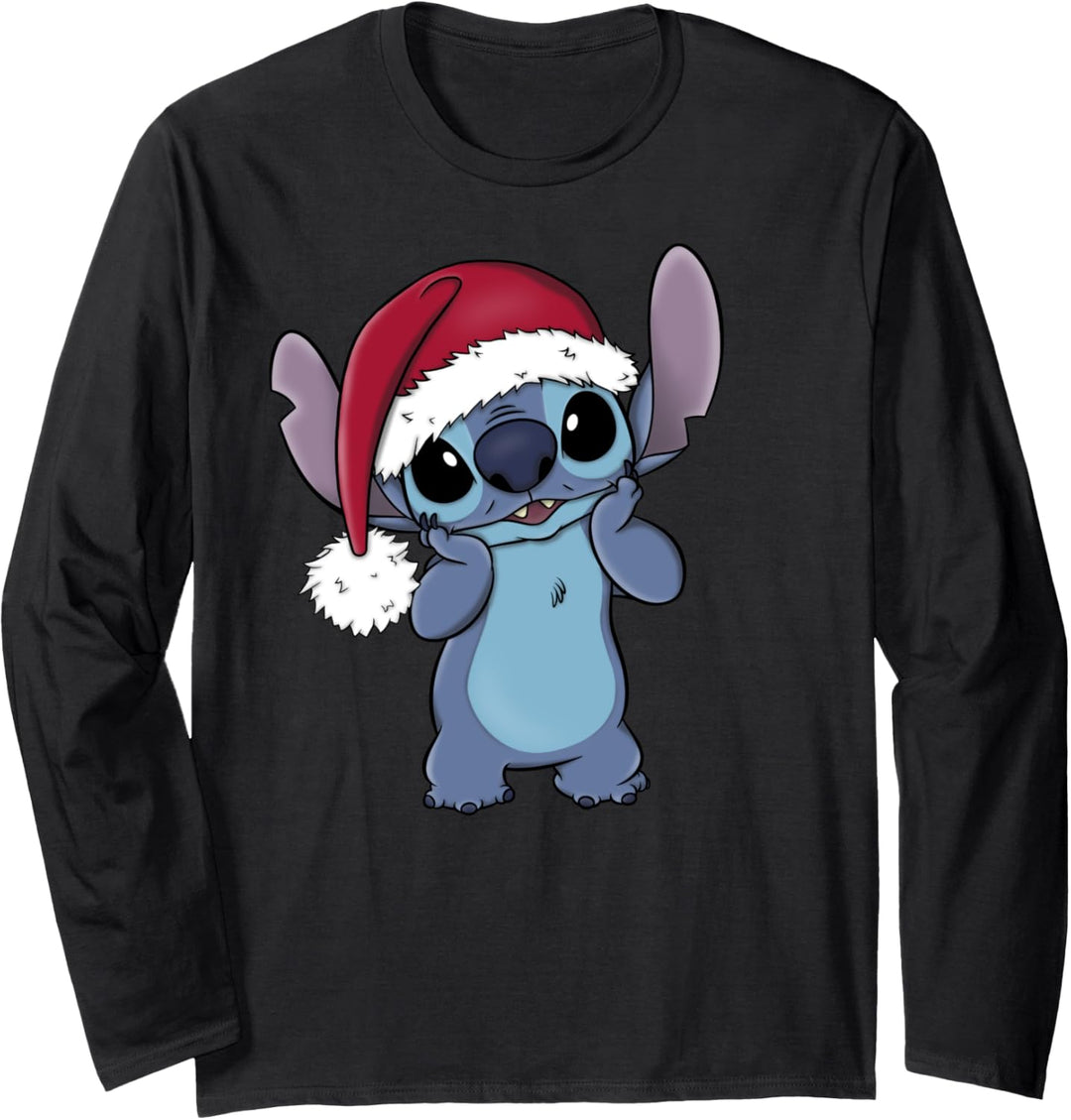 Disney Lilo & Stitch Weihnachten Santa Hat Stitch Langarmshirt