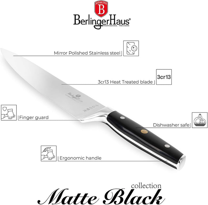 Berlinger Haus Messerset mit Ständer BAMBOO 6-tlg. Black Silver Collection BH-3136