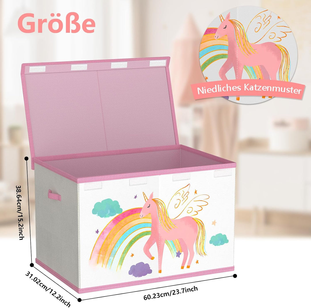 Spielzeugkiste Aufbewahrungsbox mit Deckel Kinderzimmer- 83L Faltbar Gross Spielzeug Aufbewahrung Ki