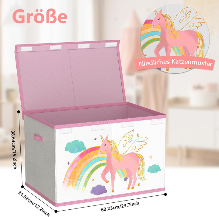 Spielzeugkiste Aufbewahrungsbox mit Deckel Kinderzimmer- 83L Faltbar Gross Spielzeug Aufbewahrung Ki