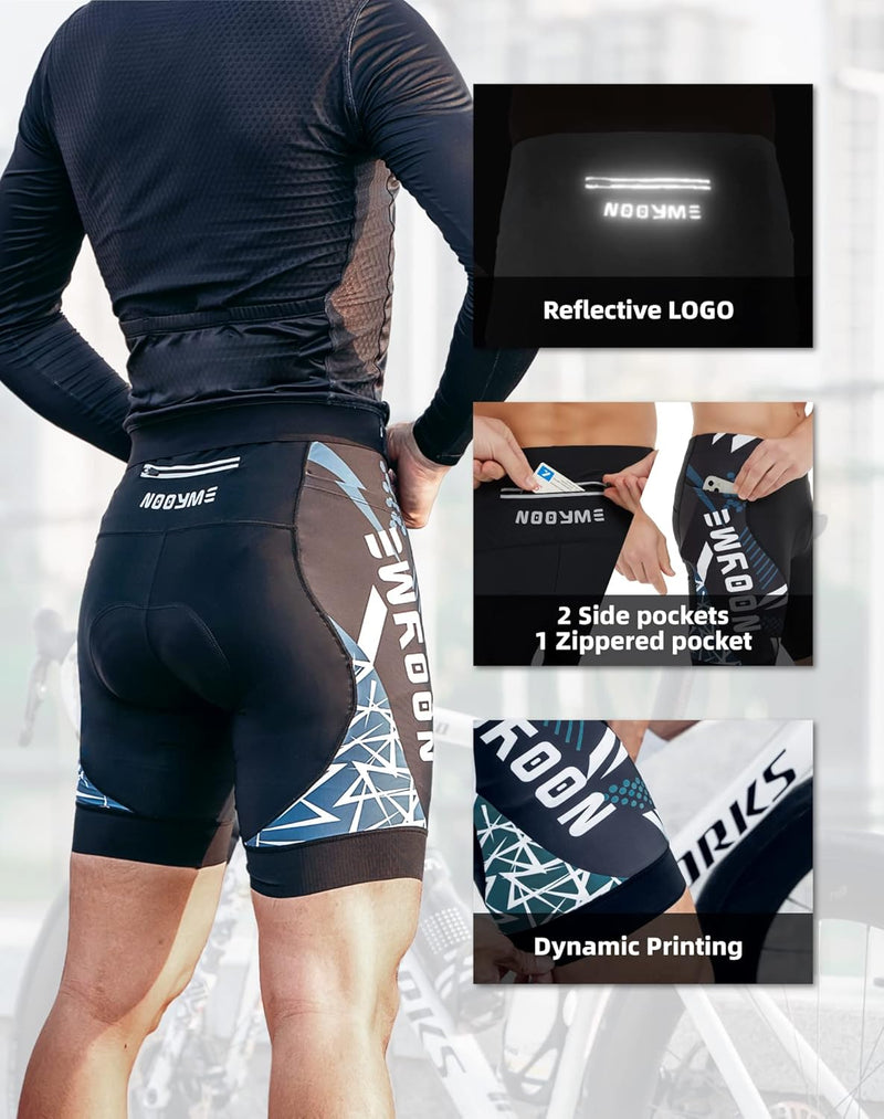 NOOYME Radlerhose Herren Fahrradhose Herren gepolstert 4D Elastische Radlerhose Herren mit Sitzpolst