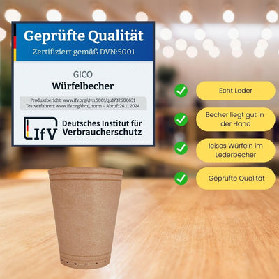 GICO Schocken Set - Komplett mit Schockbesteck, 4 Würfelbecher und 12 Würfeln - Jule Meiern Maxen Mö