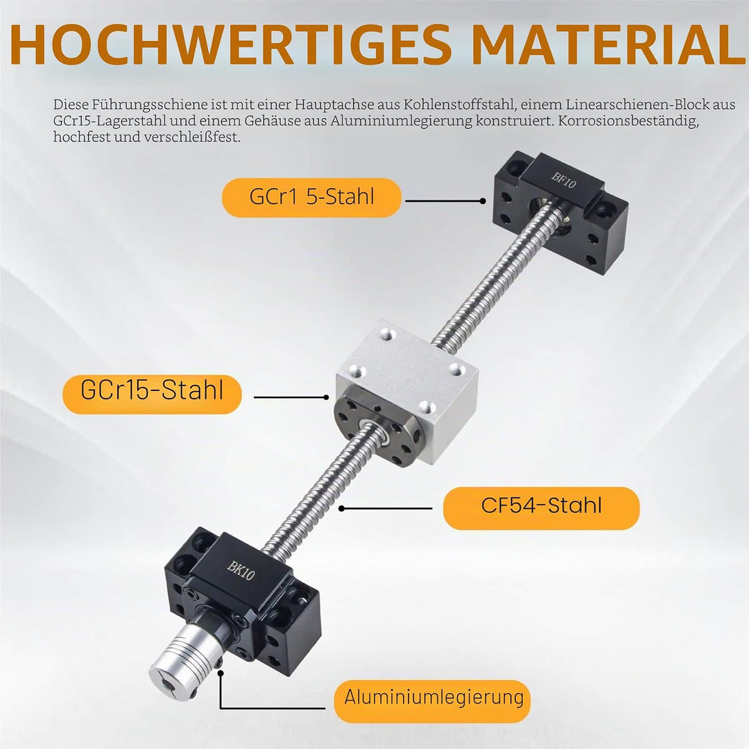 CNCYEAH SFU1204 Kugelumlaufspindel 300mm Gewindespindel Edelstahl Linearführung mit Bearbeitetem End