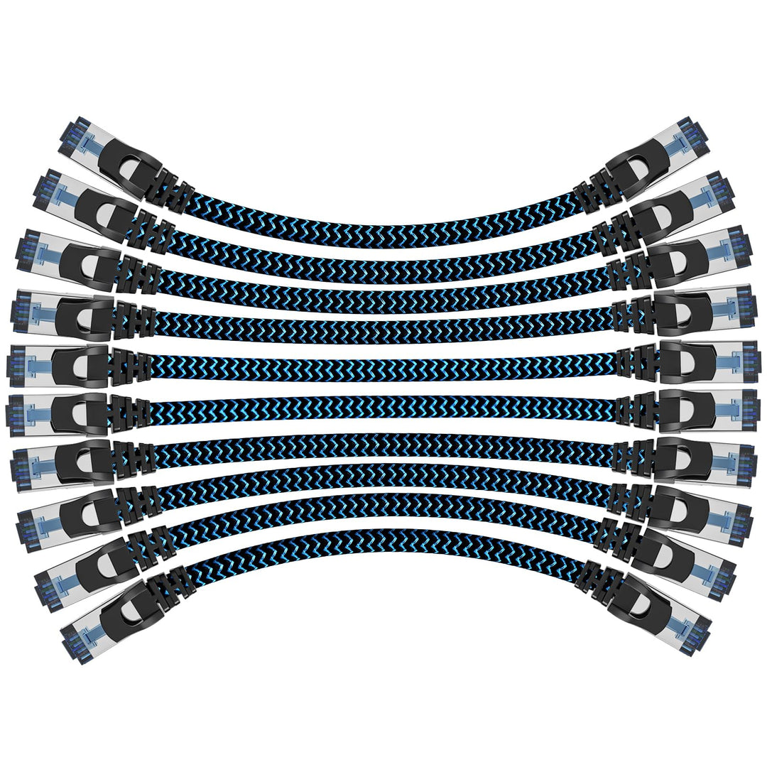 CABNEER 10 Stück 10x 1m LAN Kabel Netzwerkkabel CAT8 Ethernet Kabel, RJ45 Patchkabel 40Gbps 2000Mhz/