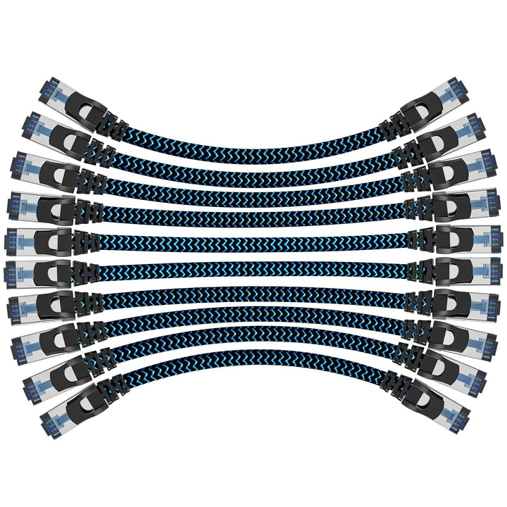 CABNEER 10 Stück 10x 1m LAN Kabel Netzwerkkabel CAT8 Ethernet Kabel, RJ45 Patchkabel 40Gbps 2000Mhz/