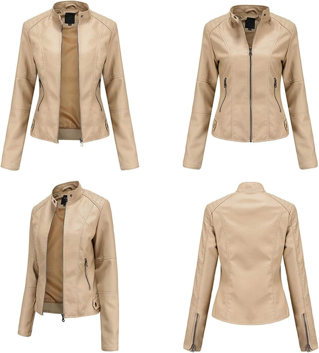 Lederimitat Jacke Damen & Lederjacke Schwarz Lang Braun Bomberjacke Motorradjacke Pu Leather Kurz Ou