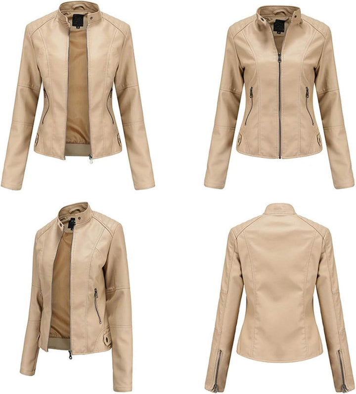 Lederimitat Jacke Damen & Lederjacke Schwarz Lang Braun Bomberjacke Motorradjacke Pu Leather Kurz Ou