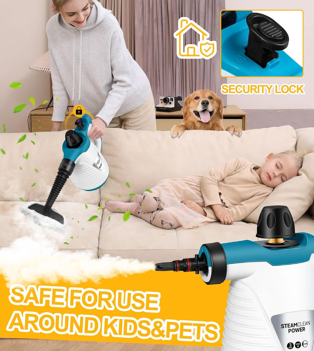KingSom Dampfreiniger, dampfreiniger handgerät mit 10 Zubehörteilen, Steam Cleaner Handheld, Handdam