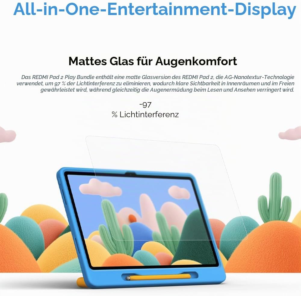 XIAOMI Redmi Pad 2, Tablet, 4 + 128 GB Massive 9000 mAh (Typ) Advanced Helio G100-Ultra Quad Speaker