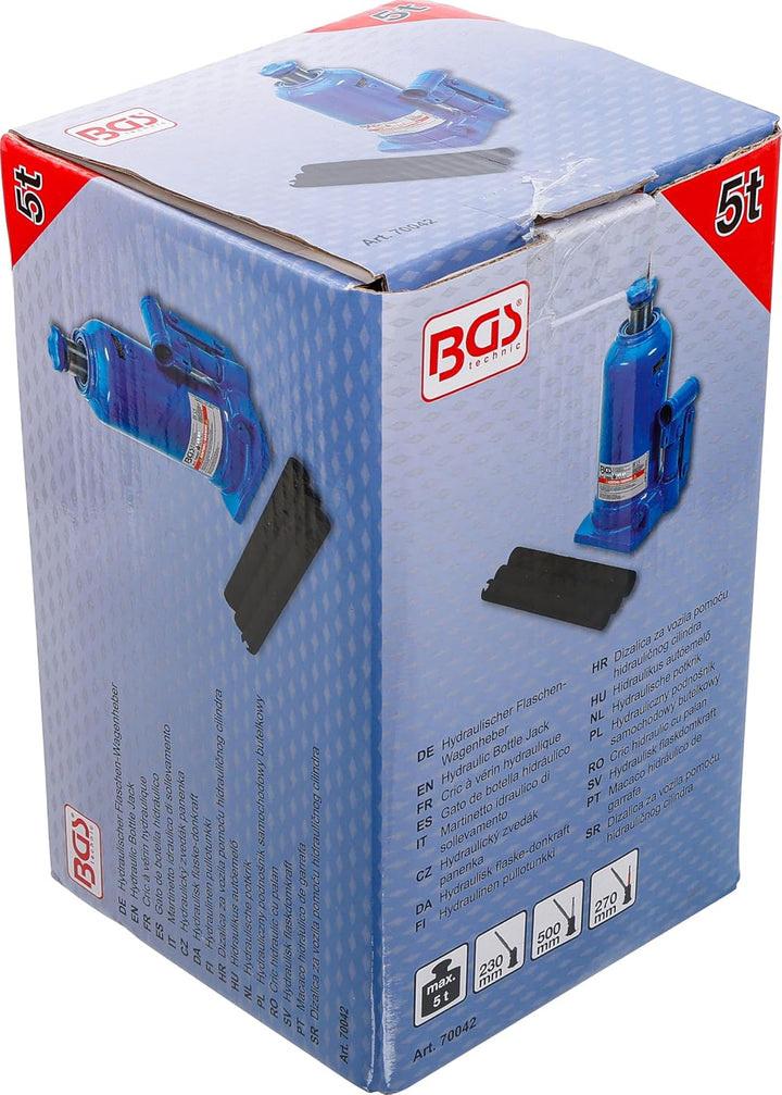 BGS 70042 | Hydraulischer Flaschen-Wagenheber | mit Doppelkolben | 5 t