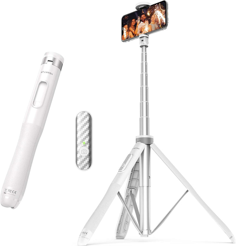ATUMTEK Selfie-Stick mit 51 Zoll (51 Zoll), Selfie-Stick mit widerstandsfähigem Aluminium und rutsch